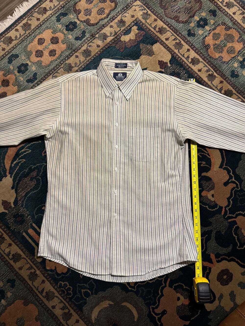 Vintage Stafford Wrinkle-Free Striped Oxford Button Down Shirt Made in USA
